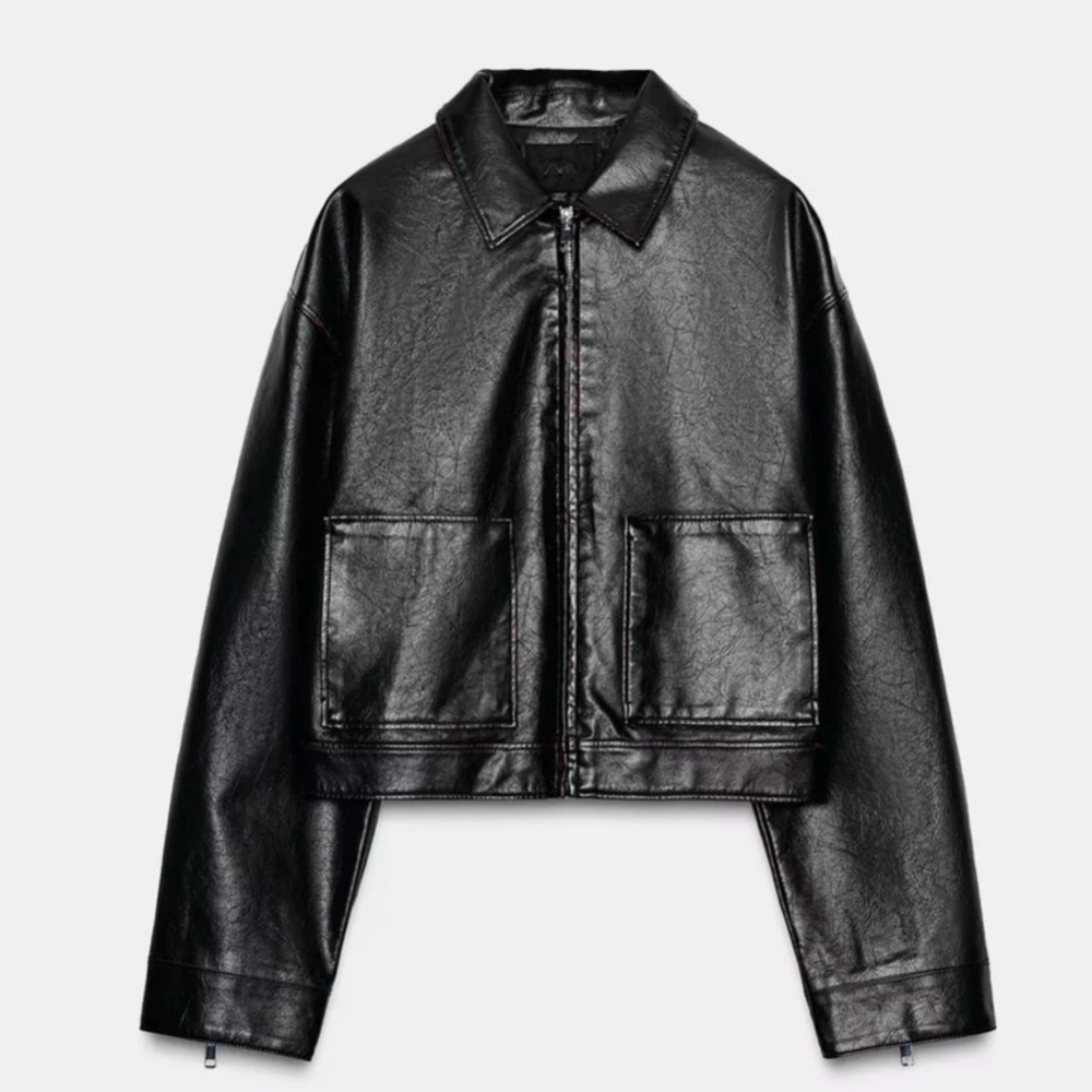 Zara faux leather zip up jacket xs